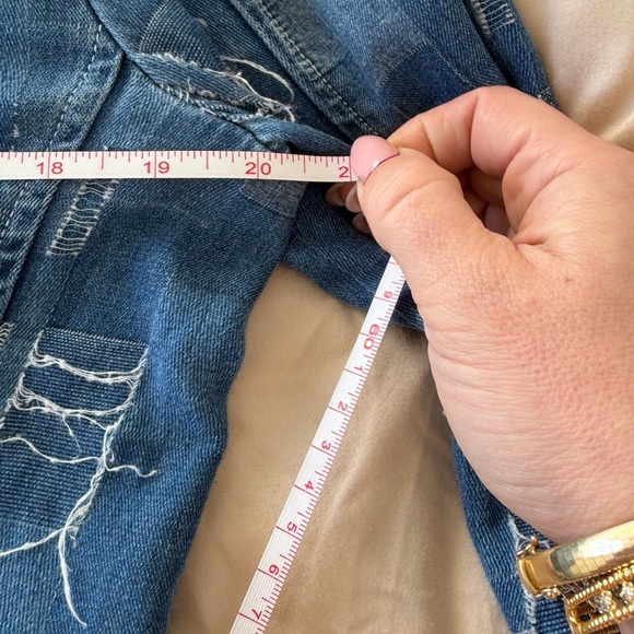 L'AGENCE Wayne Patchwork Denim Crop Blazer, Size L Excellent Condition - Picture 12 of 16